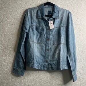 NWT J.Jill Chambray Denim Cotton Linen Shirt Jacket Sz S